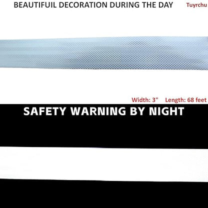 Non Fading Reflective Tape White 3 inch, Outdoor Waterproof High Visibility Warning Industrial Marking Tape, Safety Stickers (68 feet)