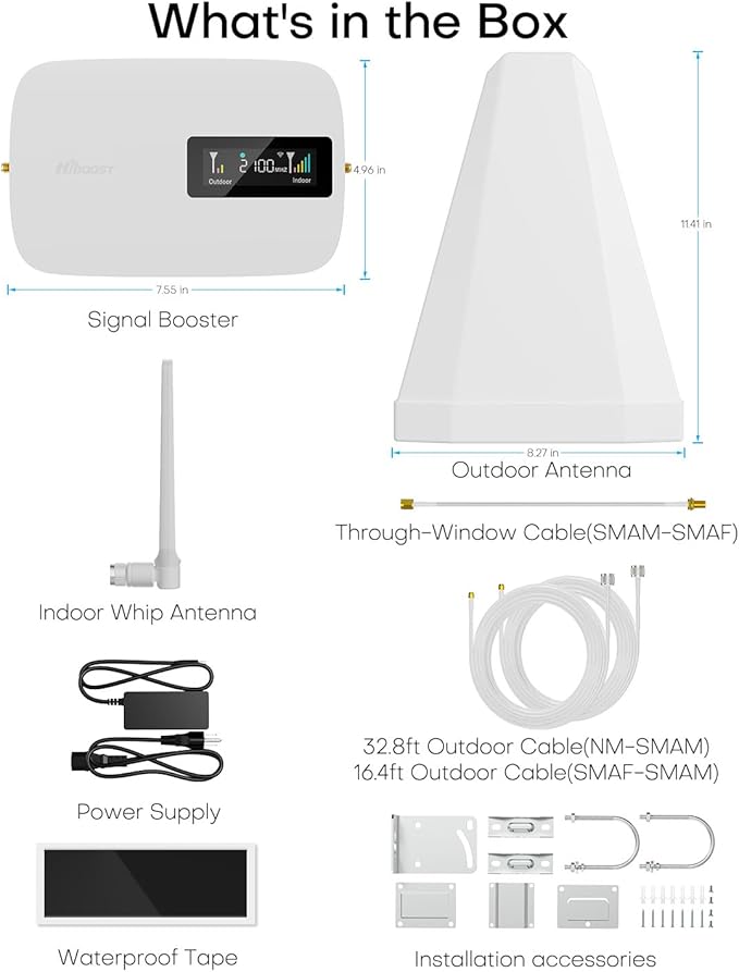 Cell Phone Booster for Home Office | Boosts 5G & 4G LTE | Cell Phone Signal Booster for All U.S. Carriers-Verizon, AT&T, T-Mobile & More | for Band 12/17,13,5,25/2,4 | HD Display | App | FCC Approved
