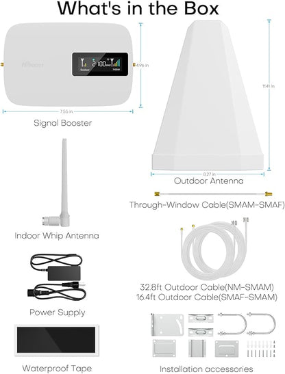 Cell Phone Booster for Home Office | Boosts 5G & 4G LTE | Cell Phone Signal Booster for All U.S. Carriers-Verizon, AT&T, T-Mobile & More | for Band 12/17,13,5,25/2,4 | HD Display | App | FCC Approved
