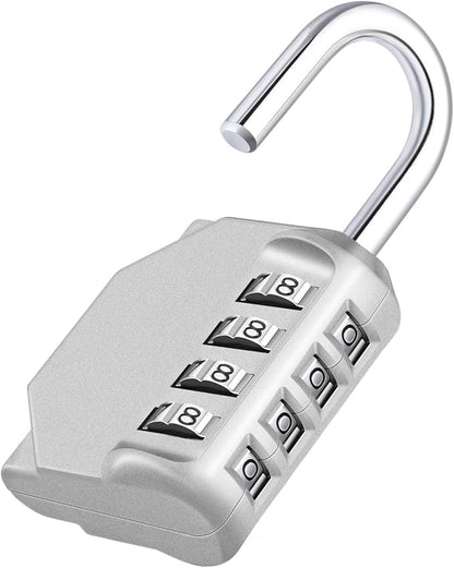 ZHEGE Combination Lock Outdoor, 4 Digit Re-settable Padlock for Gym, School, Fence, Employee Locker (Sliver)