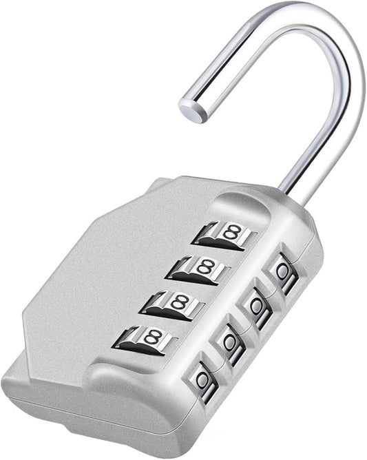 ZHEGE Combination Lock Outdoor, 4 Digit Re-settable Padlock for Gym, School, Fence, Employee Locker (Sliver)
