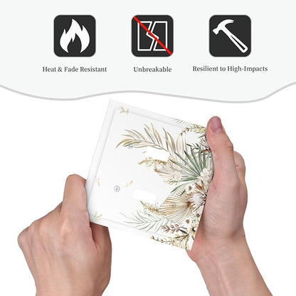 Decorative Switch Plates Boho Leaves Watercolor Tan Leaf Floral Plant 2 Gang Double Toggle Wall Plate Outlet Light Switch Cover Electrical Faceplate for Bedroom Home Decor