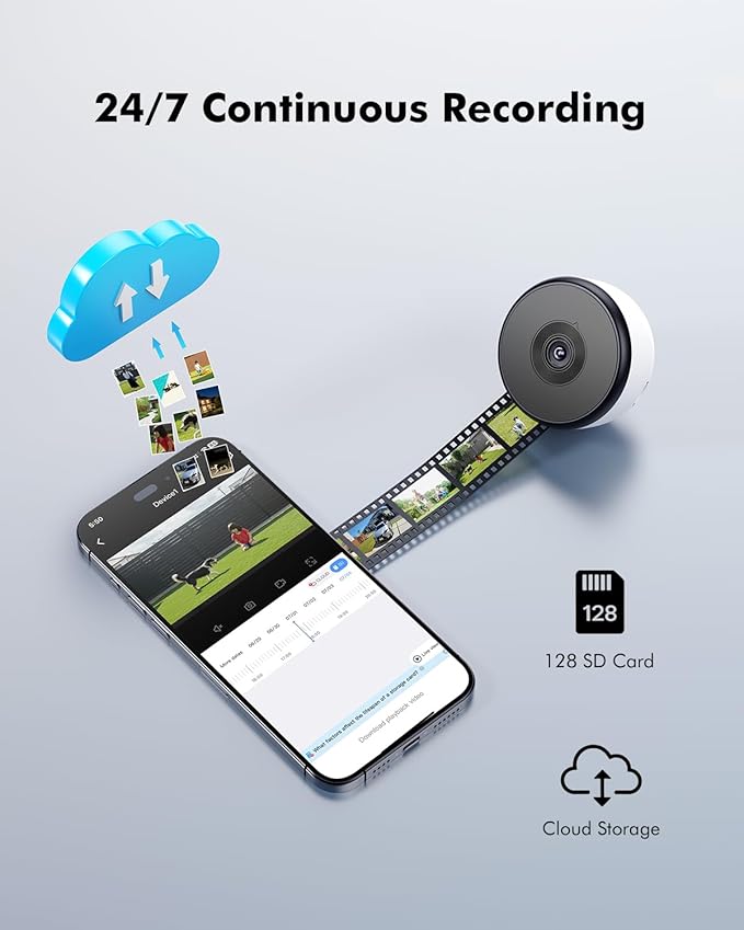 3MP 2K Window Camera, 5G & 2.4GHz WiFi Indoor Camera for Home Security with AI Color Night Vision, 24/7 Recording, Motion Detection, Easy & Quick Window Mount for Outdoor Monitoring