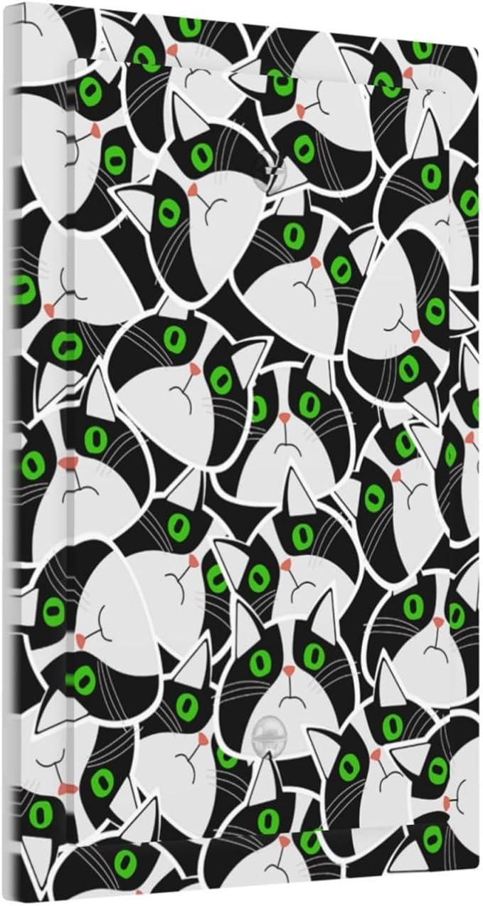 Funny Cat Wacky Kitty 1-Gang No Device Blank Wallplate Electrical Light Switch Covers Decorative Receptacle Face Plate Cover for Bathroom 5 X 3 IN