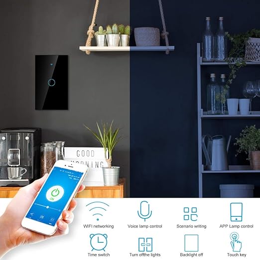 1-Way Smart Switch Wall Light Control Touch (US Black)