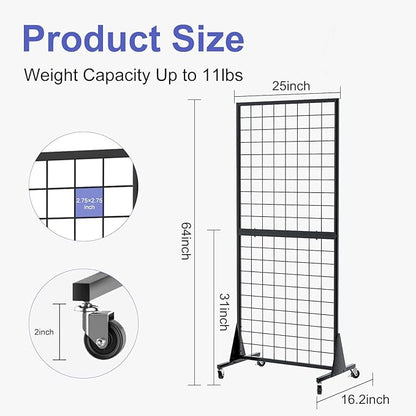 3-Pack 2'x5.5' Ft Gridwall Panel Display Stands Heavy Duty Floor Standing Retail Display Rack with Triangle Base for Retail Art Show With 20 Hooks Christmas and Thanksgiving Outdoor Decoration Display Stand (1)