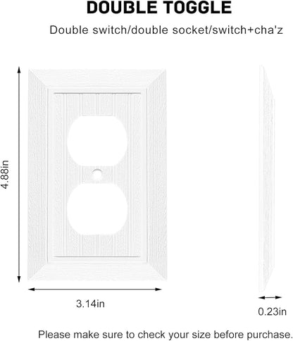 Modern Decorative Wall Plate Retro Wood Grain design Switch Cover Outlet Cover for Light Switch, Smart Switch, Dimmer, GFCI, USB Outlet (4 Pack, Single Duplex)