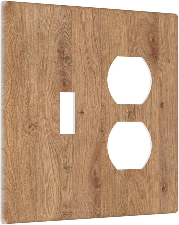 Wallplates Vintage Rustic Wood Color Brown Wood Grain 1 Toggle 1 Duplex Switch Plate Electrical GFCI Faceplate Decorative Light Switch Covers for Farmhouse Cabin Decor