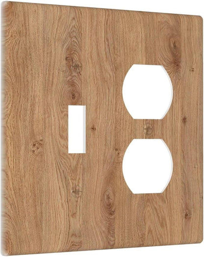 Wallplates Vintage Rustic Wood Color Brown Wood Grain 1 Toggle 1 Duplex Switch Plate Electrical GFCI Faceplate Decorative Light Switch Covers for Farmhouse Cabin Decor