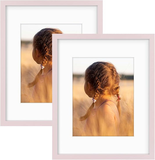 Golden State Art, 16X20 Picture Frame with Mat for 11X14 - High Definition Glass Wall Mounting Horizontal Vertical Display (Pink, 2 Pack)