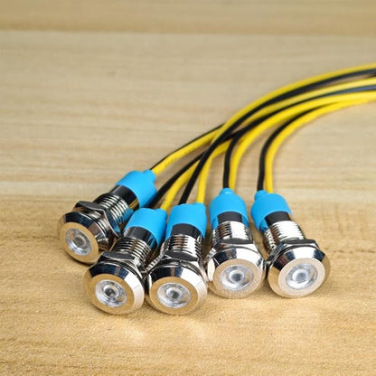 5pcs 8mm LED Metal Indicator Light 110V-220VAC Waterproof Signal Lamp (White)