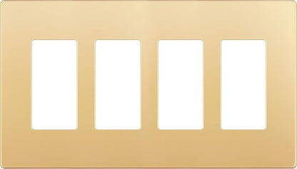 LIDER Matte Finish Decorator Switch Cover, Screwless Wall Plate, Mid-Size 4-Gang 4.88" x 8.58", Unbreakable Polycarbonate Thermoplastic, UL Listed, LSWP-34M-GD, Gold