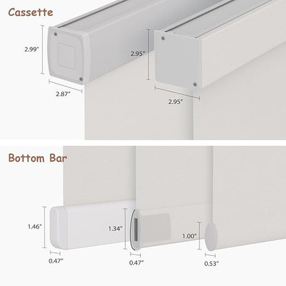 Motorized Roller Blinds with Remote, 100% Blackout Automatic Roller Shades for Bedroom, Bathroom, and Living Room, Customized Size, Ancient Wall Gray
