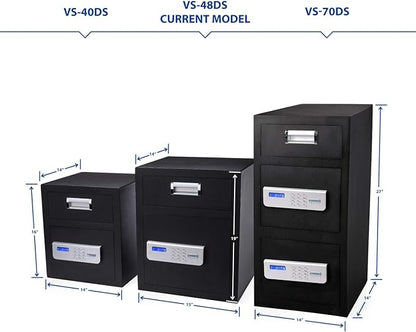 Viking Security Safe VS-48DS Heavy Duty Depository Safe with Drop Slot – Large Digital Keypad Box for Cash, Documents & Valuables – Anti-Fish Design, Motorized Lock, LED Light – For Business Use