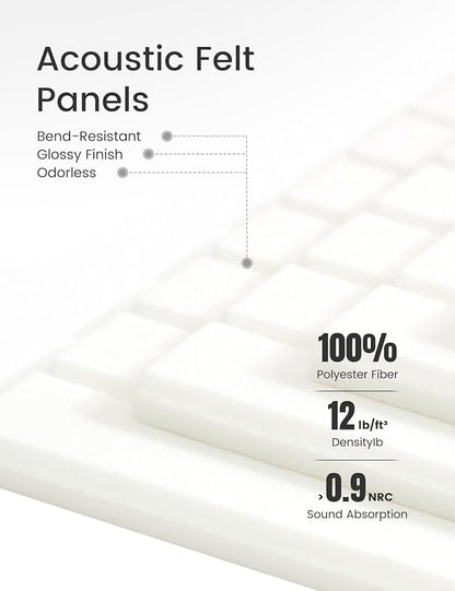 Large Felt Bulletin Board 48" x 36" Cork Board Alternative-12 Pack with 70 Safe Removable Adhesive Tabs, Cork Boards for Walls Cork Board for Home Office Classroom Pin Board (Milky White)