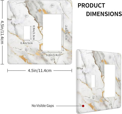 Outlet Covers Marbling Style White Background Gold Gray Stripes 1 Toggle 1 Rocker Combination Decorative Wall Plate Electrical Switch Plates Light Switch Cover Plate For Bathroom Kitchen
