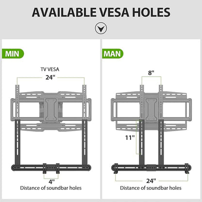 USX MOUNT Universal Soundbar Mount, Sound Bar TV Bracket for Soundbar with Speaker, Fits 2 Installation Options, Removable No-Slip Base Holder Extends 3.46”-6.06”
