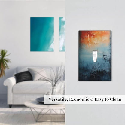 Blue Orange Abstract Modern Minimalist Oil Painting Single Toggle Light Switch Cover plate Outlet Cover Decorative Switchplate Wall Plates Electrical Panel Cover for Bathroom Living Room 5 X 3 IN
