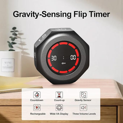 Pomodoro Timer Cube - Rotating Visual Focus Timer for, Desk Productivity Flip Stopwatch with 1/3/5/15/30/60/90-Min Countdown Modes for Work, Study, Back to School, Kitchen