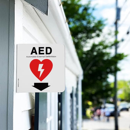 T&R AED Sign, Automated External Defibrillator with Down Arrow - 2 Pack - 6 x 6 Inches Acrylic, 2 pre-drilled holes, Includes Matching Screws, Use for Office/Business