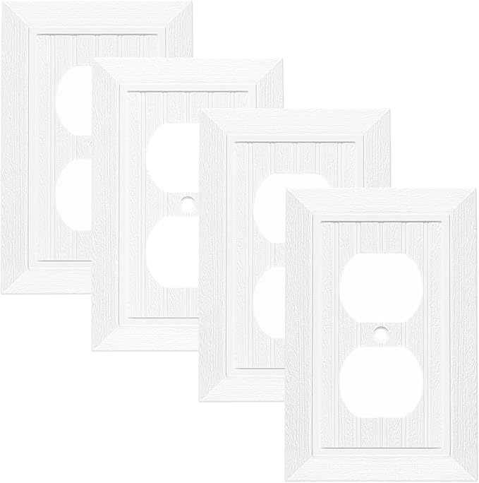 Modern Decorative Wall Plate Retro Wood Grain design Switch Cover Outlet Cover for Light Switch, Smart Switch, Dimmer, GFCI, USB Outlet (4 Pack, Single Duplex)