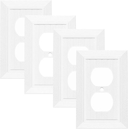 Modern Decorative Wall Plate Retro Wood Grain design Switch Cover Outlet Cover for Light Switch, Smart Switch, Dimmer, GFCI, USB Outlet (4 Pack, Single Duplex)