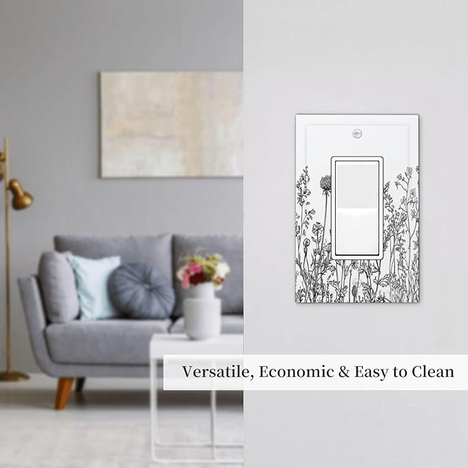 Decorative Outlet Covers Floral Wildflower Rustic Plant Leaves 1 Gang Single Rocker Light Switch Cover Plate Wall Plates Gfci Faceplate For Farmhouse Cabin Decor