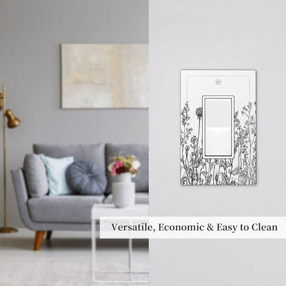 Decorative Outlet Covers Floral Wildflower Rustic Plant Leaves 1 Gang Single Rocker Light Switch Cover Plate Wall Plates Gfci Faceplate For Farmhouse Cabin Decor