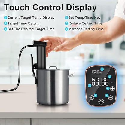 Sous Vide Machine 1100W Sous Vide Cooker, IPX7 Waterproof Immersion Circulator Precisional Cooker with Temperature Control, Digital Timer, Ultra-quiet Working & Fast Heating, Touch Control