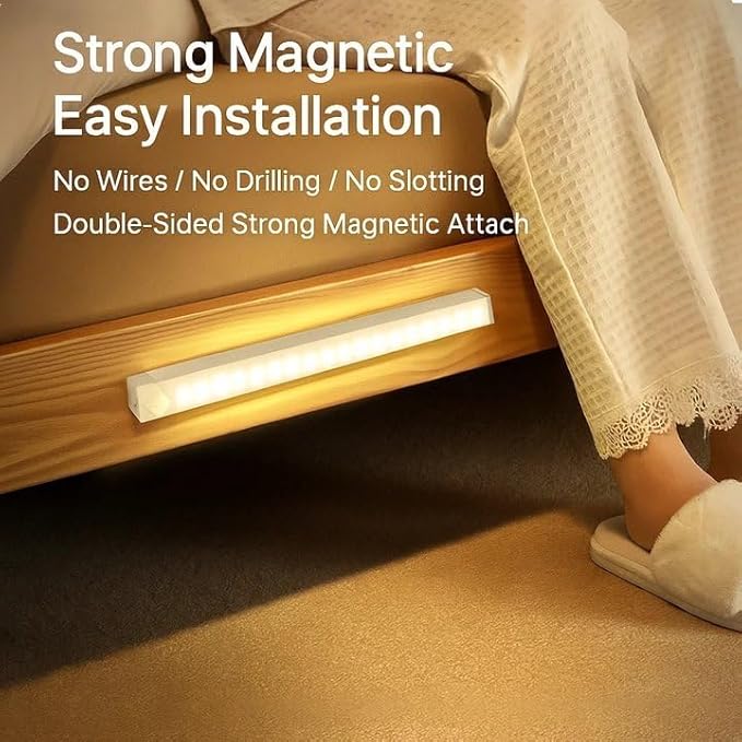 Punch-Free Smart Sensor Magnetic Rechargeable Led Lights, Sensor Magnetic Rechargeable Led Lights, Under Cabinet Lights, for Stairs,Wardrobe,Cabinet (White Light, 30cm/11.8in)