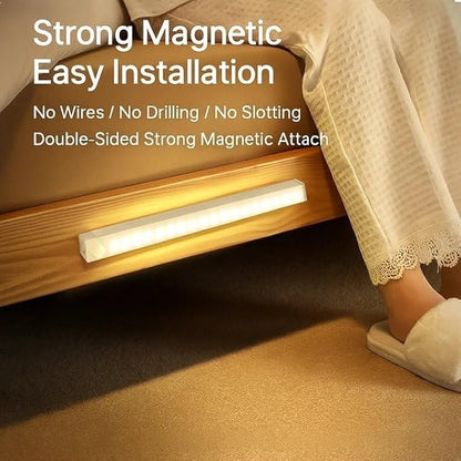 Punch-Free Smart Sensor Magnetic Rechargeable Led Lights, Sensor Magnetic Rechargeable Led Lights, Under Cabinet Lights, for Stairs,Wardrobe,Cabinet (White Light, 30cm/11.8in)