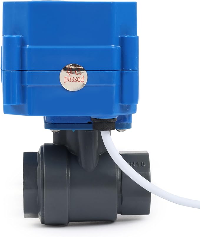 U.S. Solid 1/2" UPVC Motorized Ball Valve - Plastic Electrical Ball Valve with Standard Port, 2 Wire Auto Return,110V AC, Normally Closed