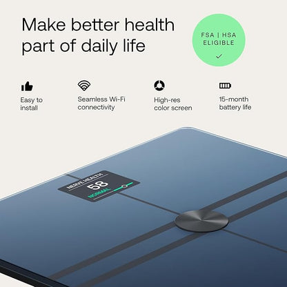 WITHINGS Body Comp - Scale for Body Weight and Complete Body Analysis, Wi-Fi & Bluetooth, Baby Digital Scale, Accurate Visceral Fat, Heart Health, Scales Compatible with Apple
