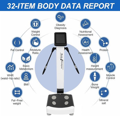 Professional Body Fat Analyzer, 32 Body Composition Analyzer, 10-inch High-Definition Screen Body Composition Analyzer, Body Fat Measurement Device for Homes, Gyms, Medical Clinics
