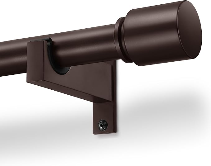 Bronze Aluminium Curtain Rods for Windows,1 Inch Adjustable Curtain Rod 72-144,Heavy Duty Drapery Rods with Thicken Bracket,Decorative Modern Single Rod with Aluminium Finials