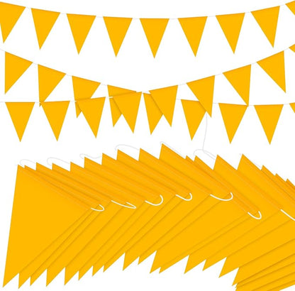 Preboun 135 Pcs 295 ft Pennant Banners Flags Reflective Yellow Safety String PVC Perimeter Marking Flags Caution Barricade Windproof Waterproof Rooftop Flagging for Marker Construction