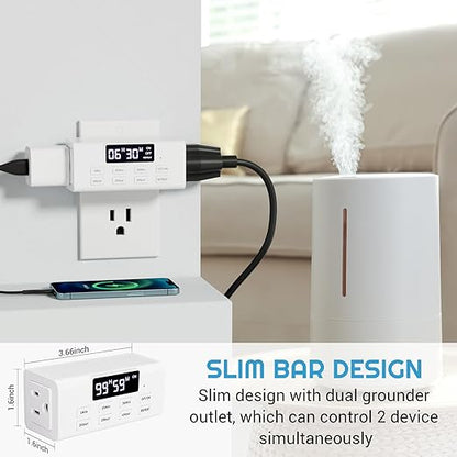 Countdown Timer Outlet, Up to 99 Hours, Large Screen and Repeat Function, Inodoor Auto Shut Off Timers for Charger Light Vacation Security,Digital Timers for Electrical Outlets