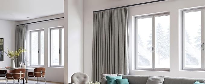 Flexible Ceiling Curtain Tracks, Ceilings Track for Curtains, Aluminum Curtains Track Ceilings Mount,Wall Mount Curtain Rail, Ceiling Curtain Rod, Sliding Curtain Tracks with Clips (Black 12FT)