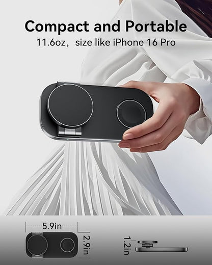3 in 1 Wireless Charging Station for Apple Devices, Magnetic Foldable Fast Charger Stand Compatible with MagSafe for iPhone Air/17/16/15/14/13/12 Series, Apple Watch & AirPods Pro/4/3/2