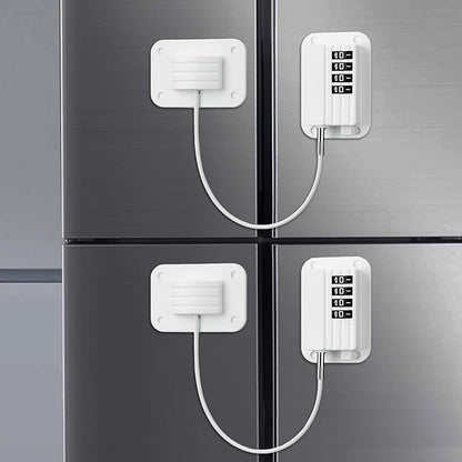 2 Pack Refrigerator Lock, Child Safety Cabinet Locks, with Combination Fridge Lock, for Fridge, Cabinets, Window, Drawers, Adhesive Installation, No Drilling Required(White)