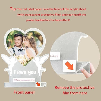 Custom Picture Frames with Photo, Personalized Photo Frame with Night Light, Customized Photo Frames, Personalized Valentines Day Gifts for Dad Baby Kid Family