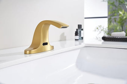 Touchless Bathroom Sink Faucet, Automatic Sensor Faucet for 3 Hole,Touchless Faucet for Bathroom Sink,Gold Smart Faucet
