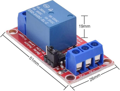 DC 5V Relay Module 1-Channel Relay Switch with Optocoupler Isolation High/Low Level Trigger, Pack of 10
