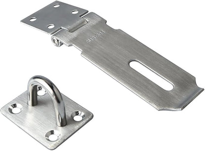 Alise Door Locks Hasp Latch,4 Inch SUS 304 Stainless Steel Safety Packlock Clasp Hasp Lock Latch with Fixing Screw for External Doors Window Cabinet Pet Cage Brushed Nickel MS9