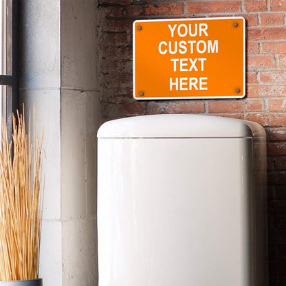 Aluminum Weatherproof Metal Sign Multiple Sizes Custom Personalized Text Here Orange White Warning Horizontal Street Signs 24x18Inches