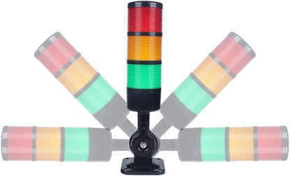 Led Signal Tower Stack Lights, Industrial Signal Warning Lights, Column Tower Lamp with Rotatable Base, Steady/Flashing Switchable,12V 24V DC(3-Layer, no Buzzer) Black