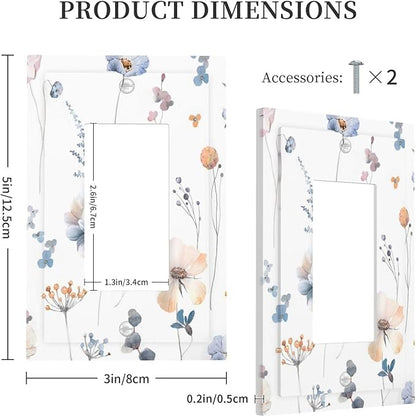 Wildflowers Plant Leaves Floral Berry Decorative Outlet Covers 1 Gang Single Rocker Light Switch Cover Plate Wall Plates GFCI Faceplate for Bed Room Living Room Decor