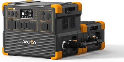 pecron Portable Power Station 3072Wh E3600LFP with 3072Wh EP3000-48V Expandable to 6054Wh, 5x3600W AC Outlets Power Station, LiFePO4 Battery Backup Solar Generator for RV, Camping, CPAP, Emergency