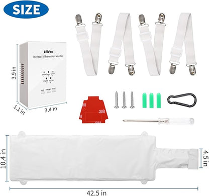 Briidea Wireless Bed Alarm for Elderly Adults, Fall Prevention Monitor, Bed Sensor Pad & Pager with Pre-Alarm Function, Give Early Warning, Two Modes Personalized Sensing