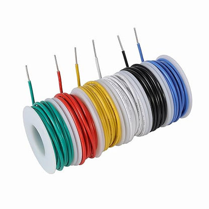 16 Gauge Solid Copper Wire -6 Different Colored Solid Core Jumper Wire 13.2ft or 4.m Each, 16 awg Hookup Wire Solid Core(OD: 2.3mm)